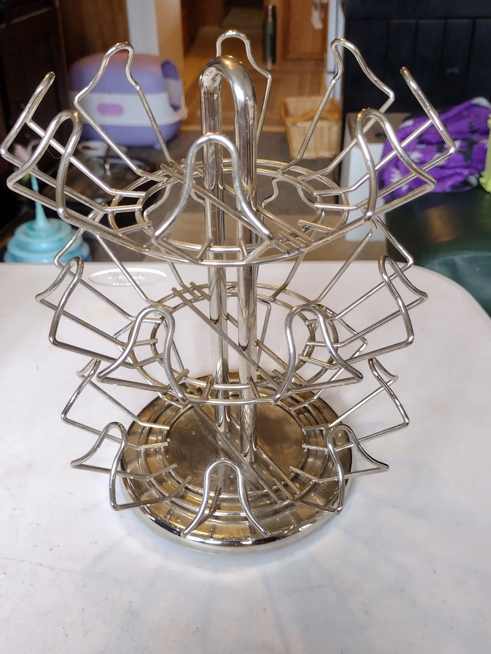 Chrome 3-Tier Mug and Cup Tree Stand - Silver